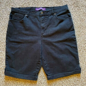 Gloria Vanderbilt Long Black Denim Shorts